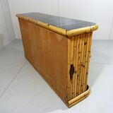 Bamboo rack with black tiles bookcase 1950