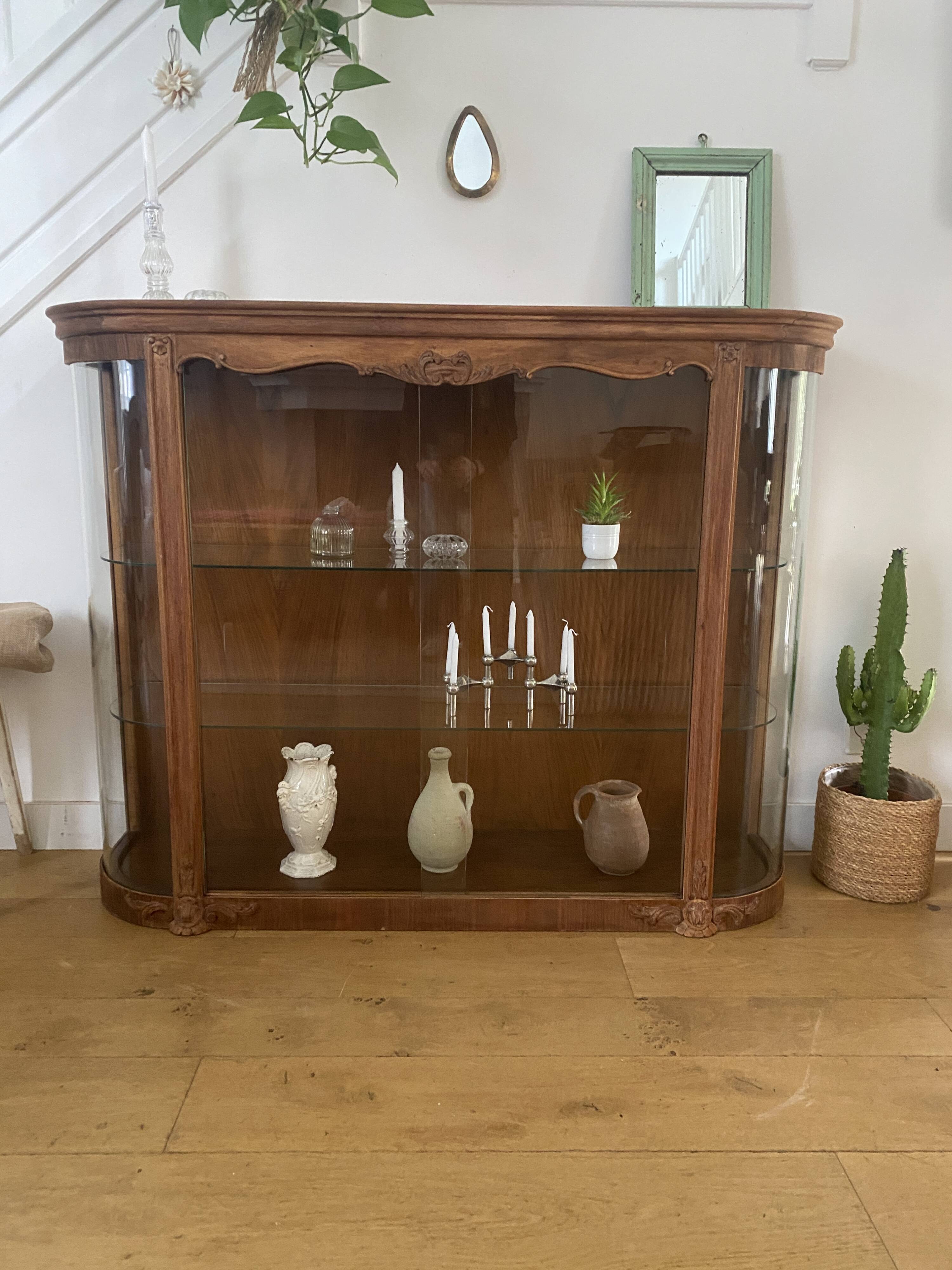 Walnut veneer display cabinet 1956