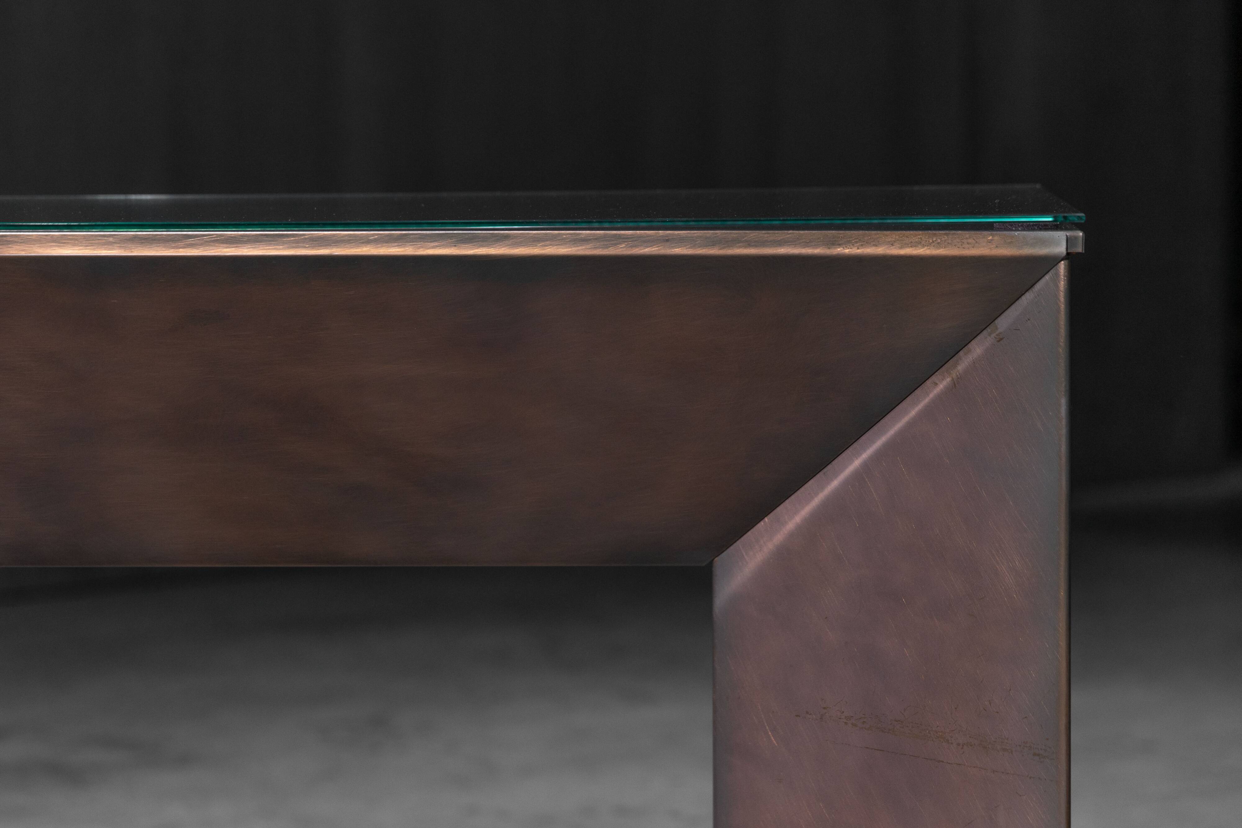 Console en bronze patiné par Belgochrom, Belgique, années 1970