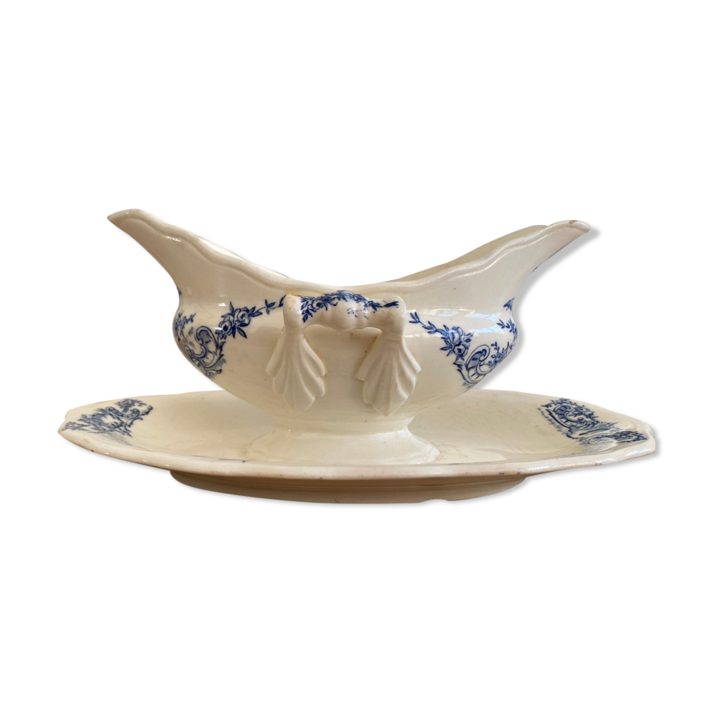 Blue iron earth gravy boat