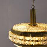 Vitrika 'Prizmpendel' brass and pressed glass pendant lamp
