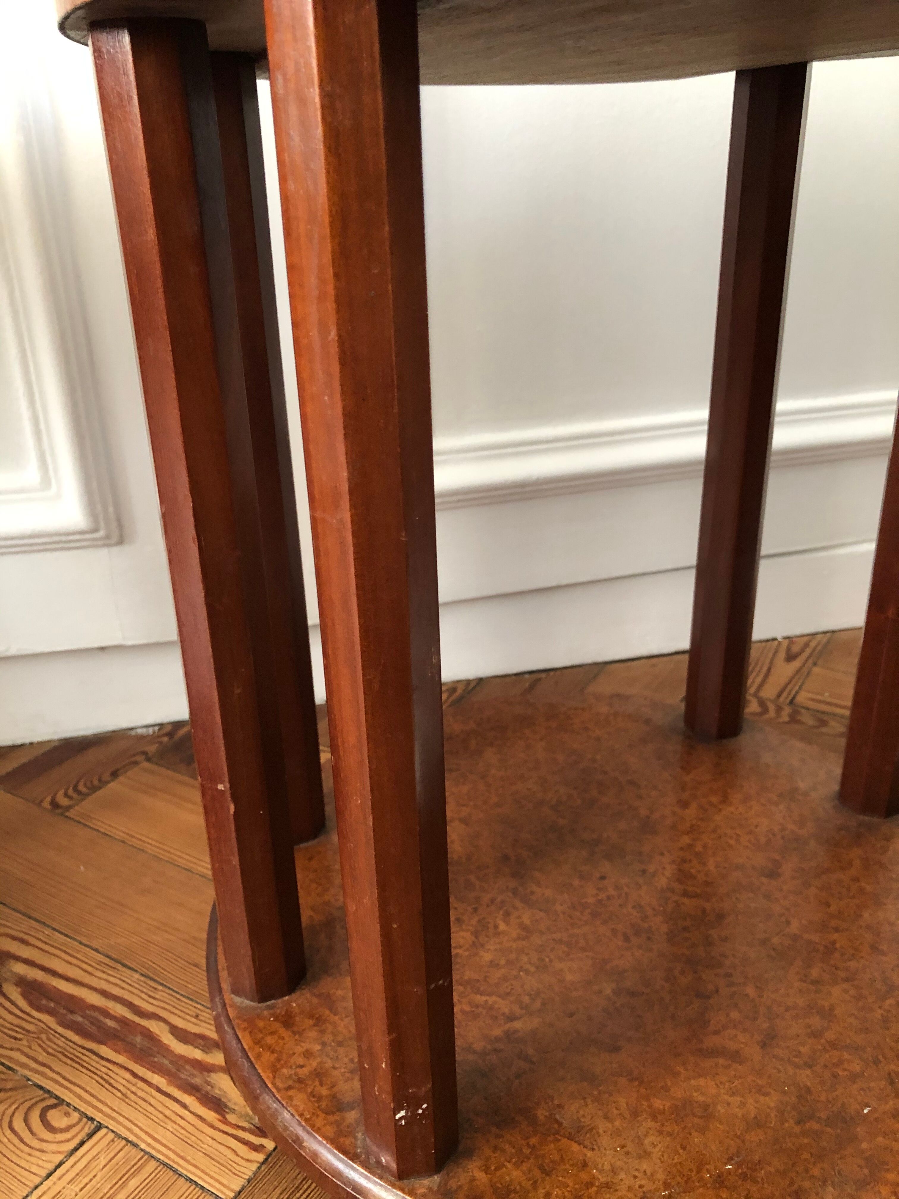 Pair of Art Deco bedside tables made of cedar magnifying glass