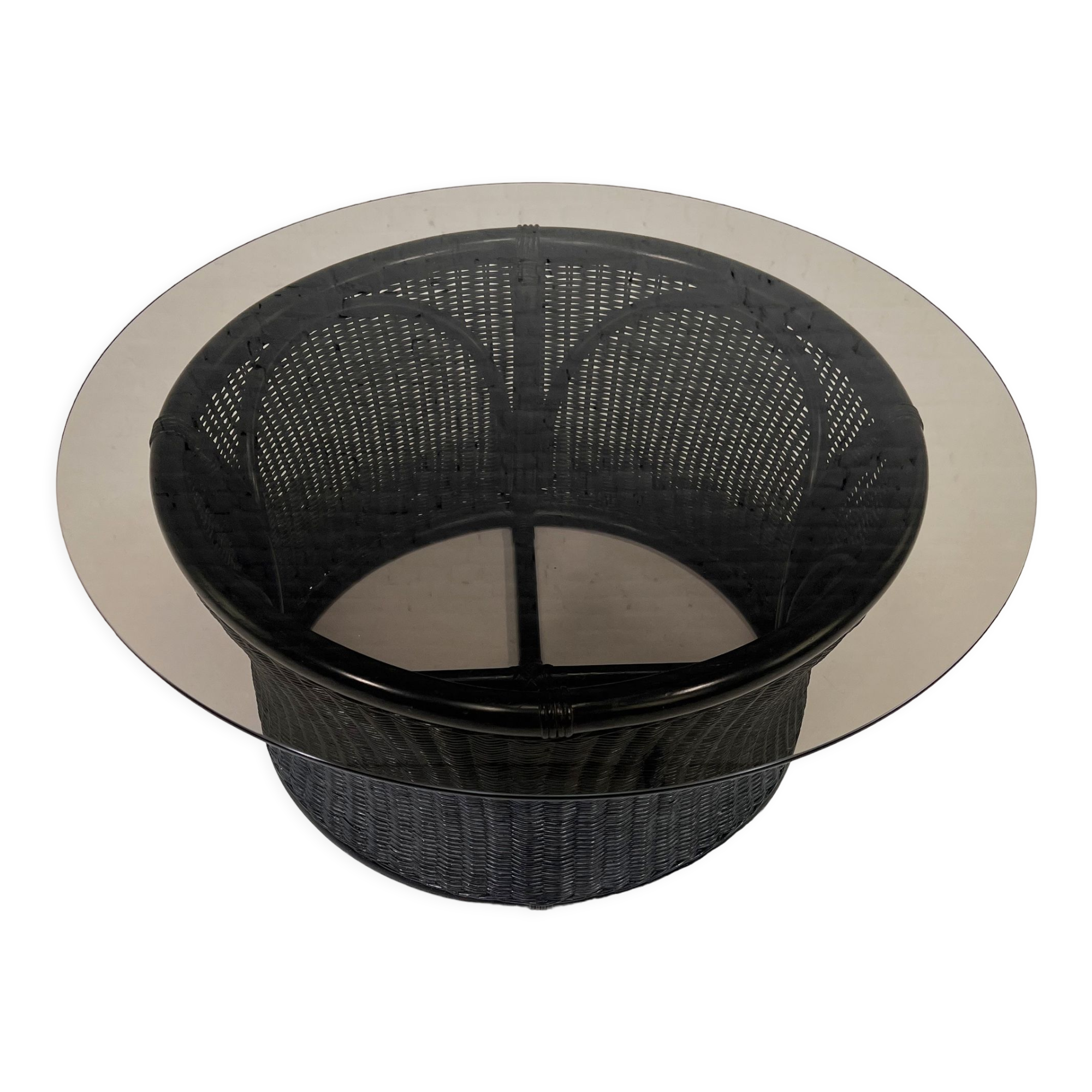 Rattan coffee table and smoked glass