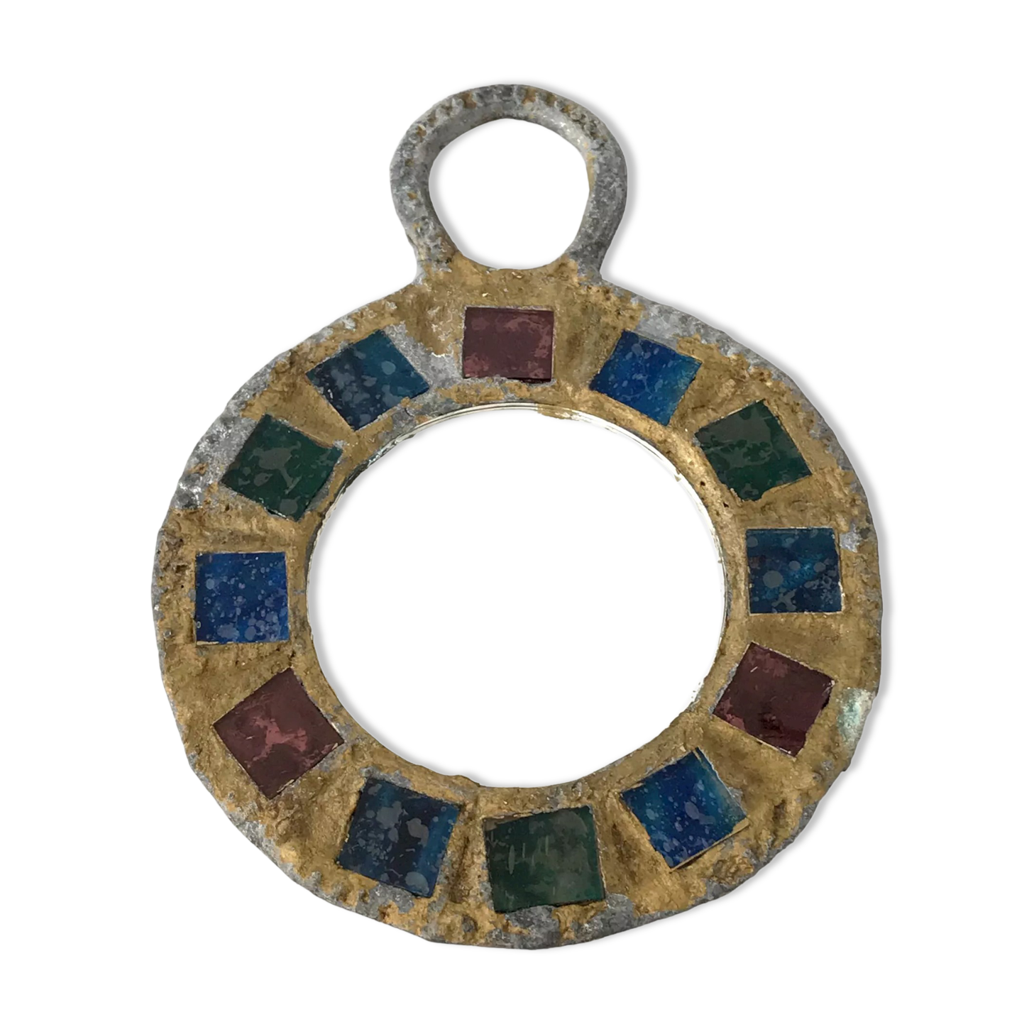 Vintage lead and talosel mirror by Iréna Jaworska 70s