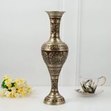 Large European Vintage Metal Vase - Decorative Bronze Tabletop Display
