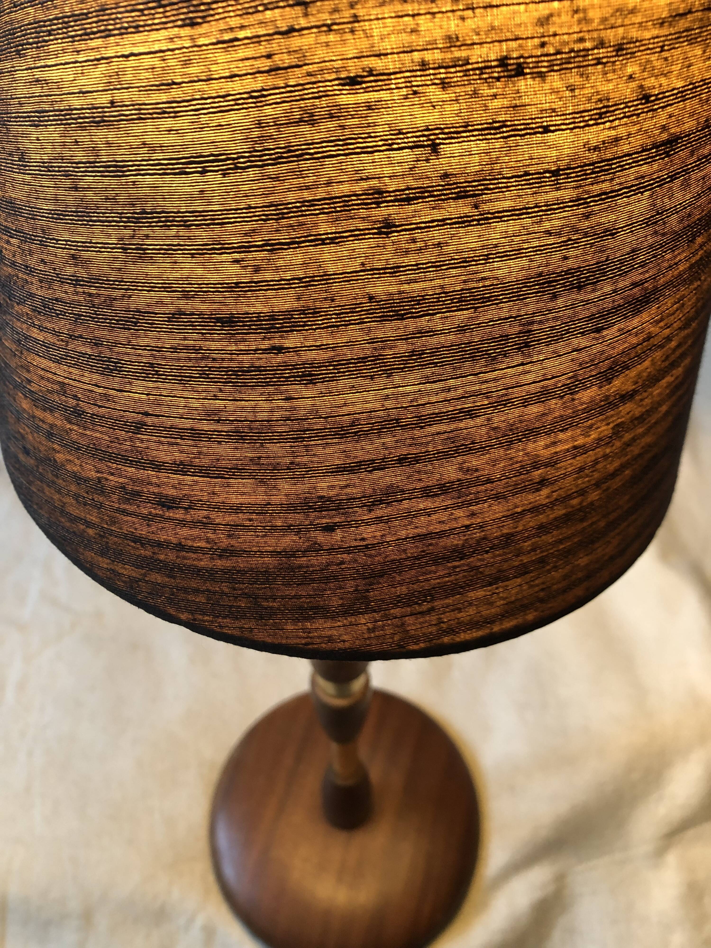 Teak and brass table lamp 60s