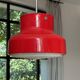 Red bumling pendant light - 70s suede