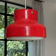 Red bumling pendant light - 70s suede
