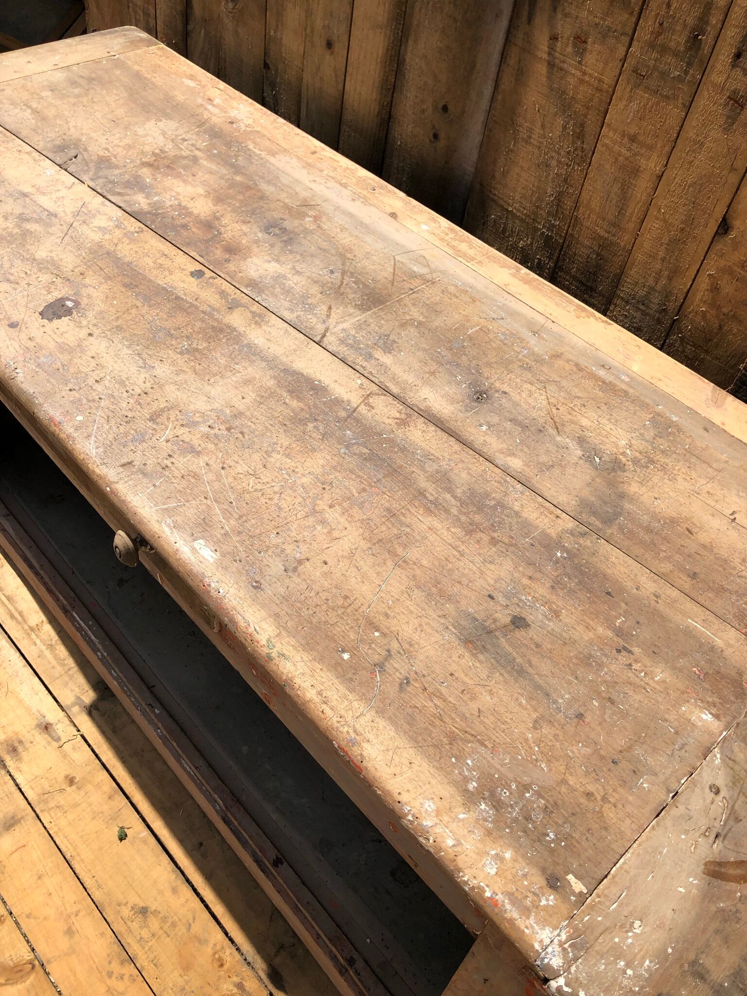 Patinated raw wood countertop