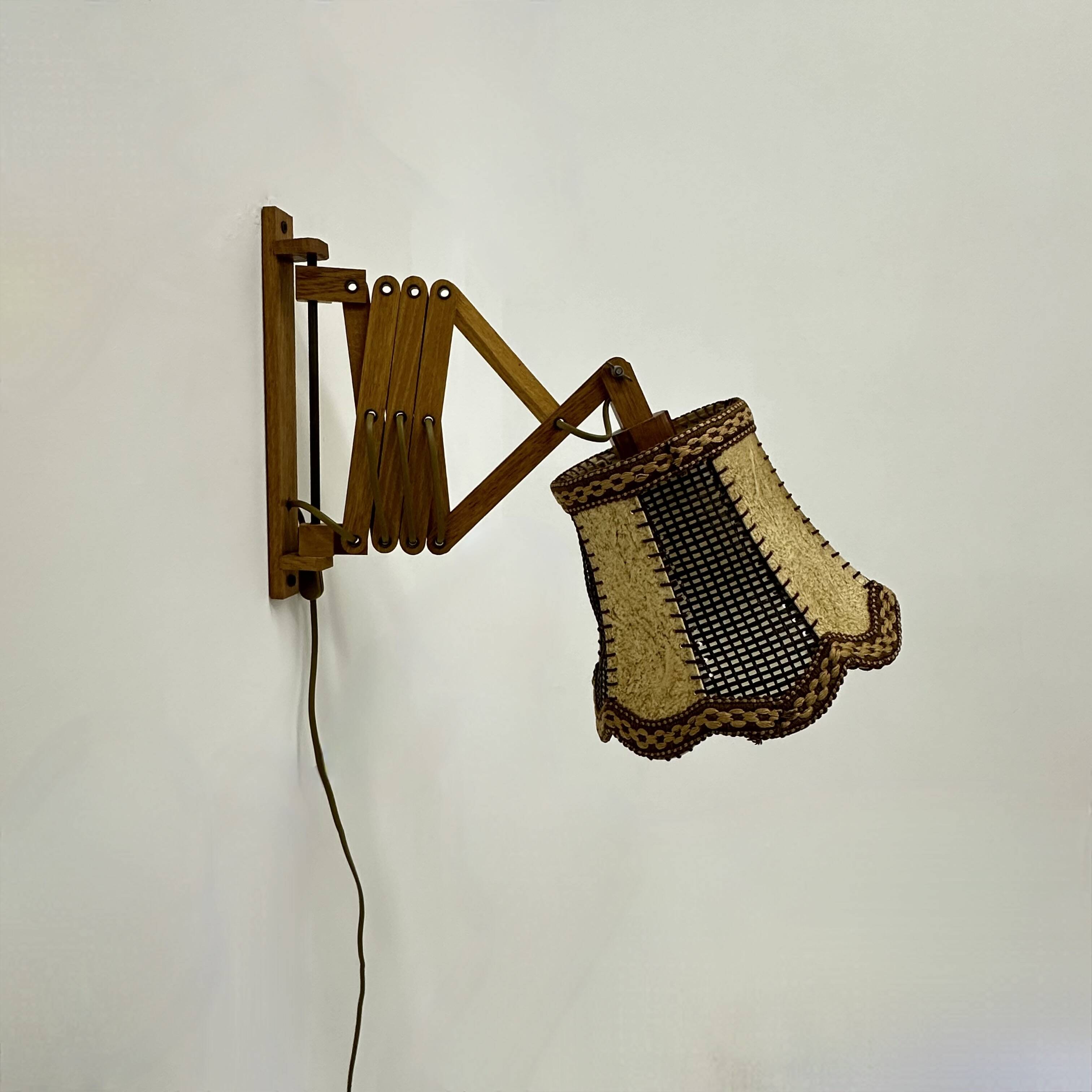 Vintage teak scissors wall lamp , 1960s