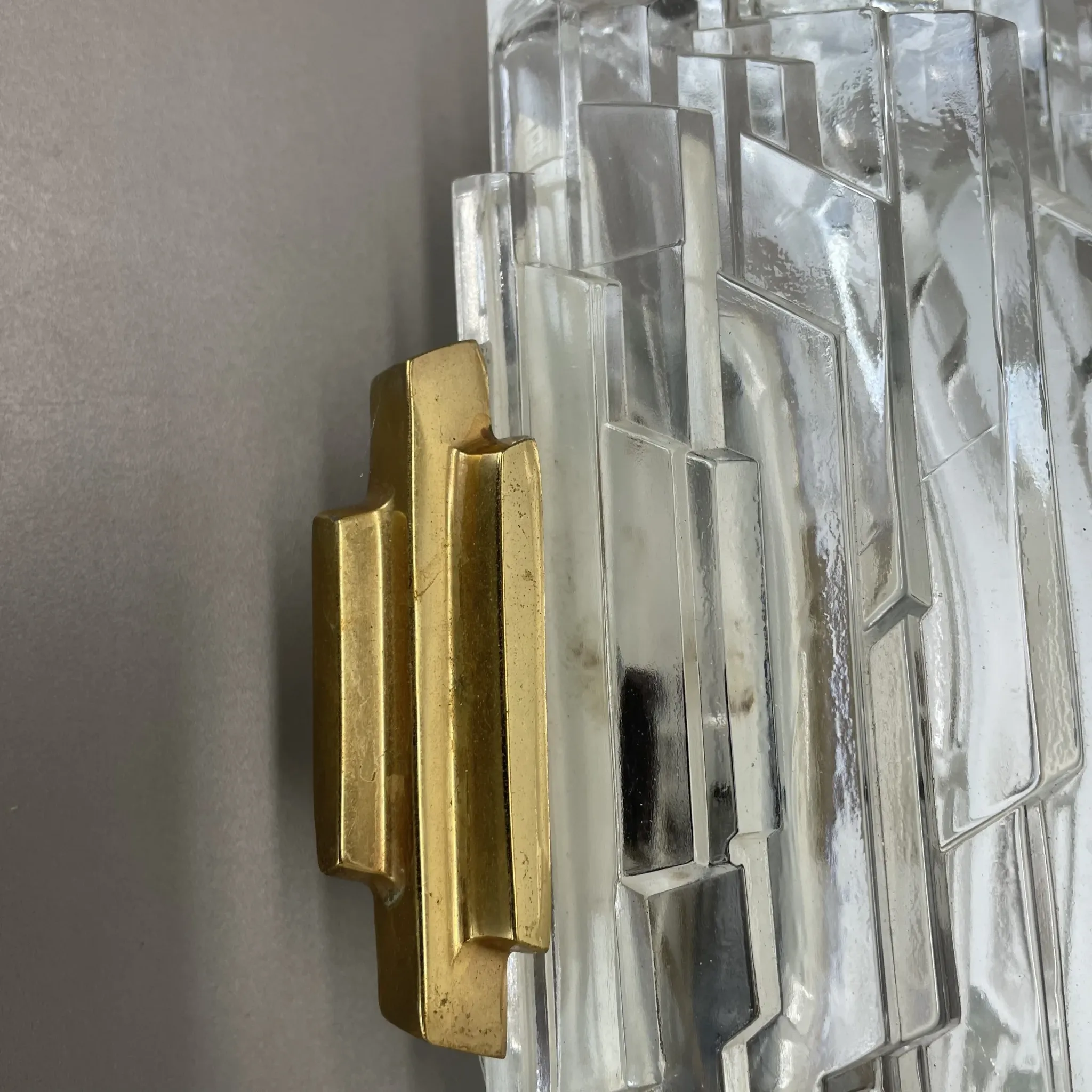 Beautiful CUBIC Ice Glass Wall Light by Hillebrand Lights, Germany, 1970s