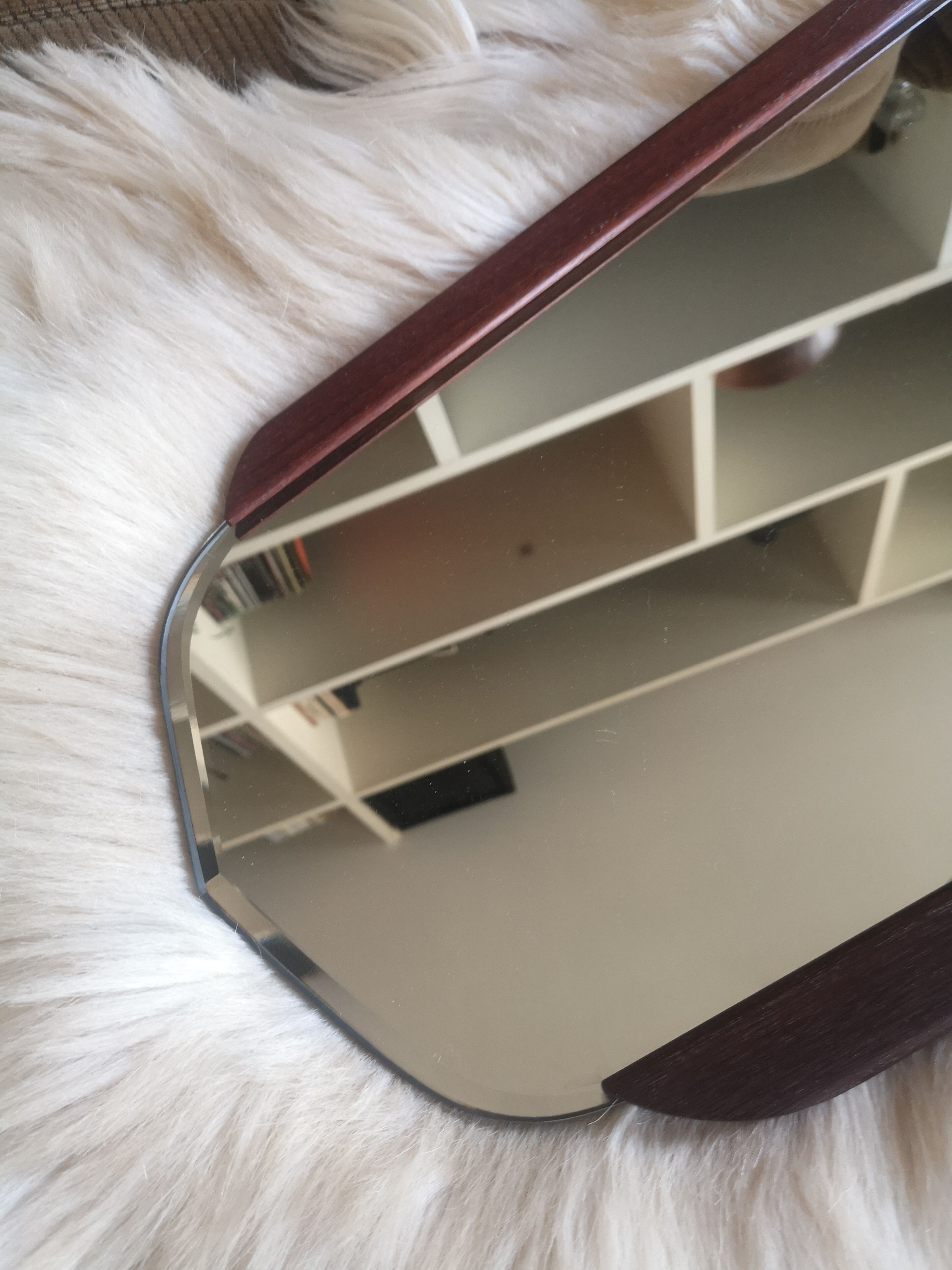 Scandinavian free-form teak mirror, 1960/1970