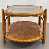 Vintage roasttan coffee table and glass top