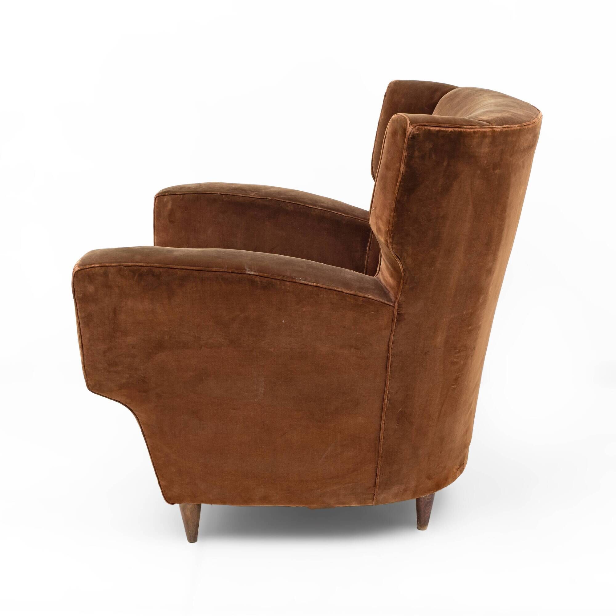 Melchiorre Bega Italian Mid-Century Velvet Armchairs, 1950s, Pair
