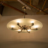 Functionalist 6-flamming Nickel-plated Chandelier, 1930s