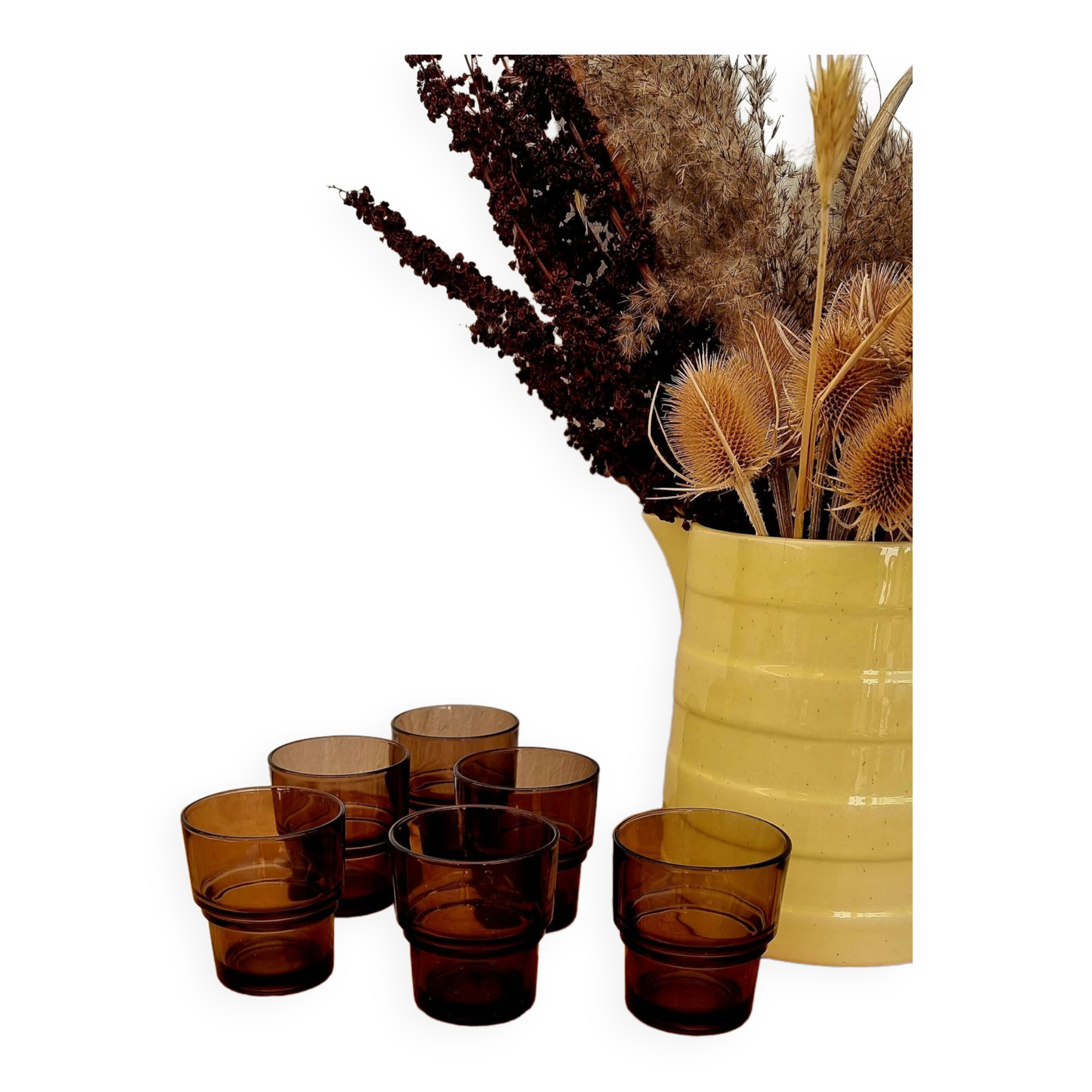Lot de 6 verres à eau Vereco vintage