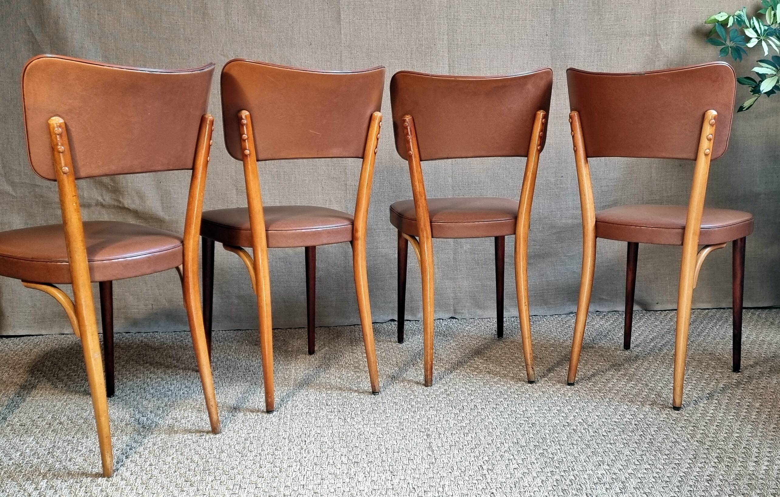 4 Baumann chairs n°267 50s