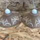 Old pair suspension vianne molded glass + decor + vintage white thread