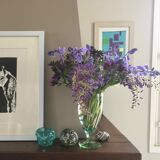 Blue green blown glass vase