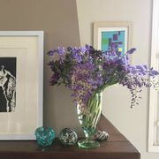 Blue green blown glass vase
