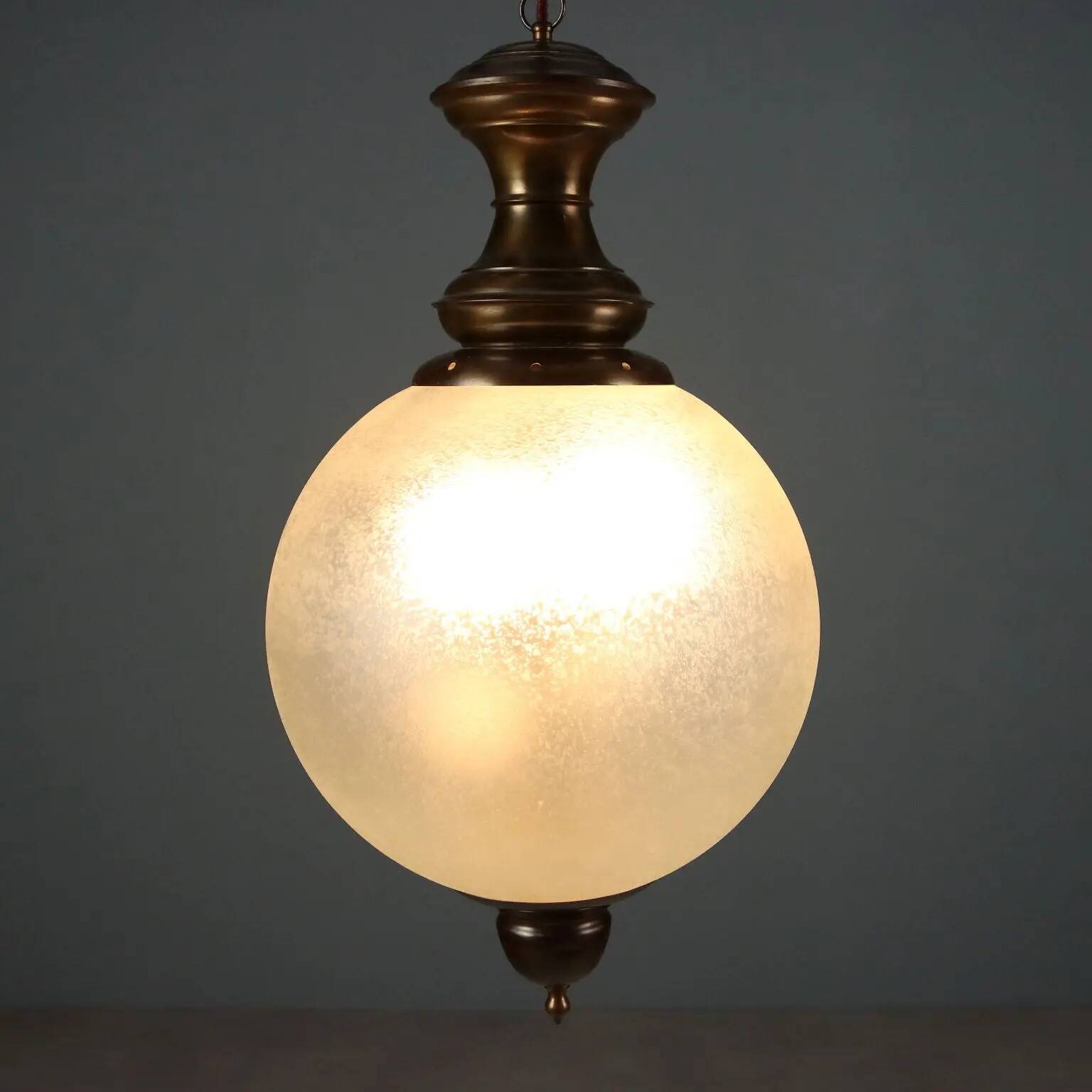 Vintage brass and glass pendant, Italy, 1960s