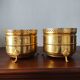 Pair of vintage brass planters with openwork gallery cache-pot.