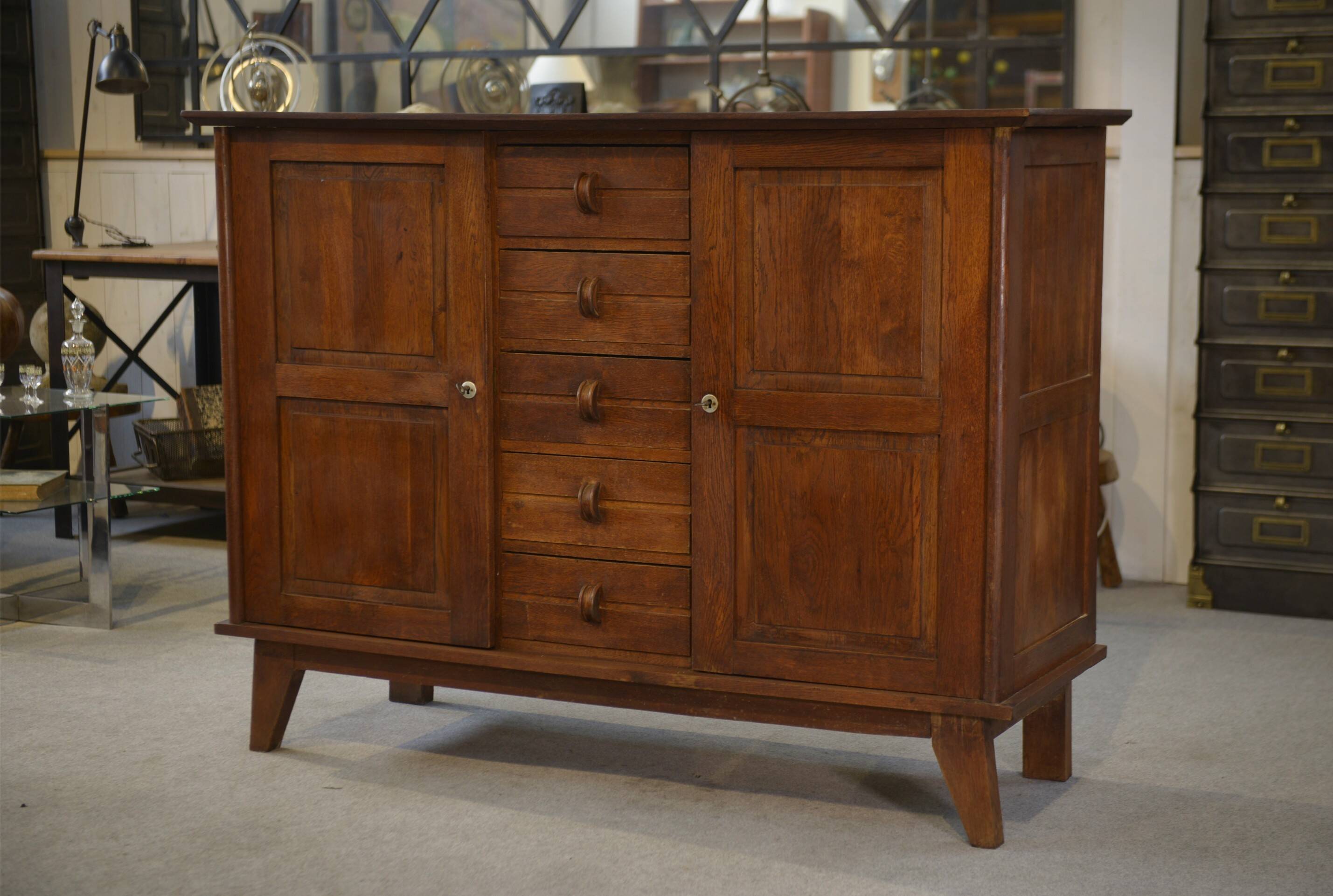 Oak buffet reconstruction by René Gabriel 1940s