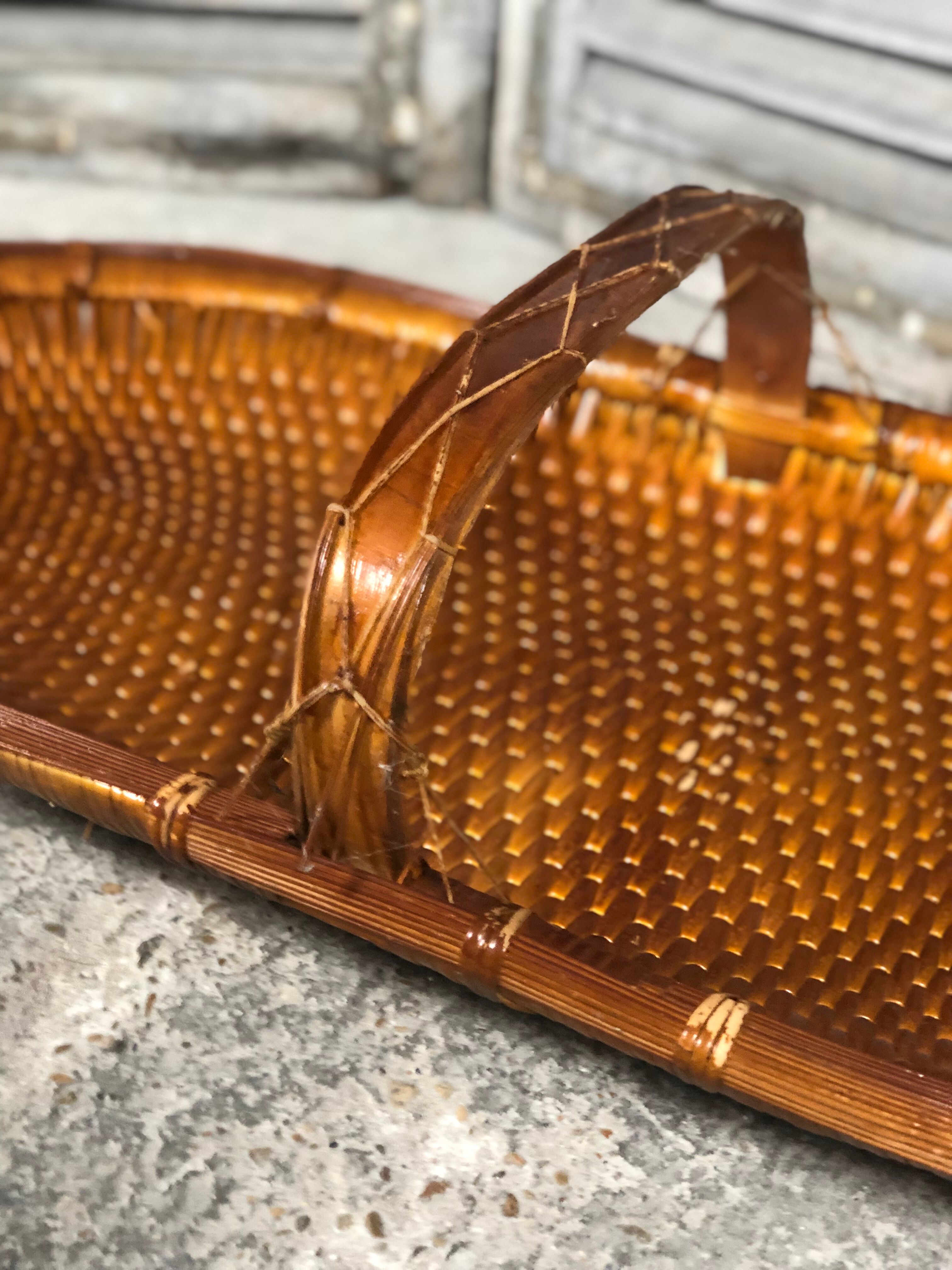 Panier de cueillette vintage en osier tressé