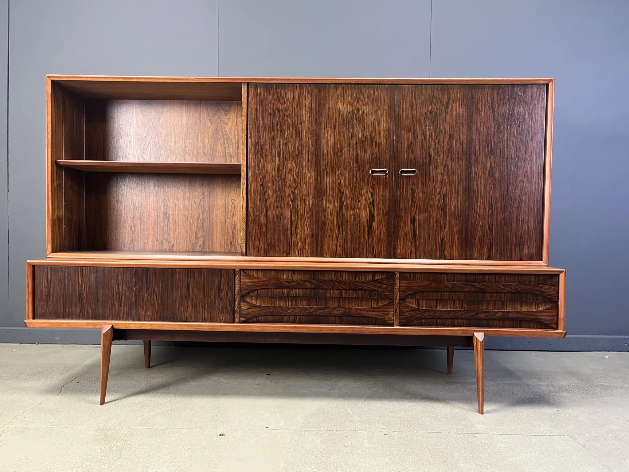 Oswald Vermaercke Paola rosewood highboard for V-Form Belgium 1959