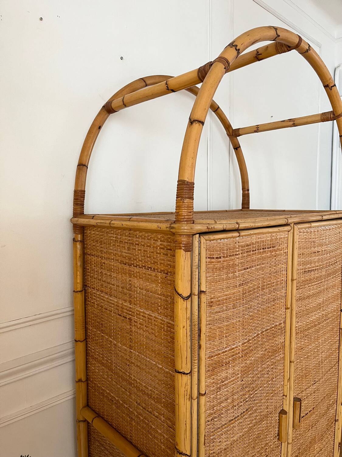 Vintage rattan wardrobe