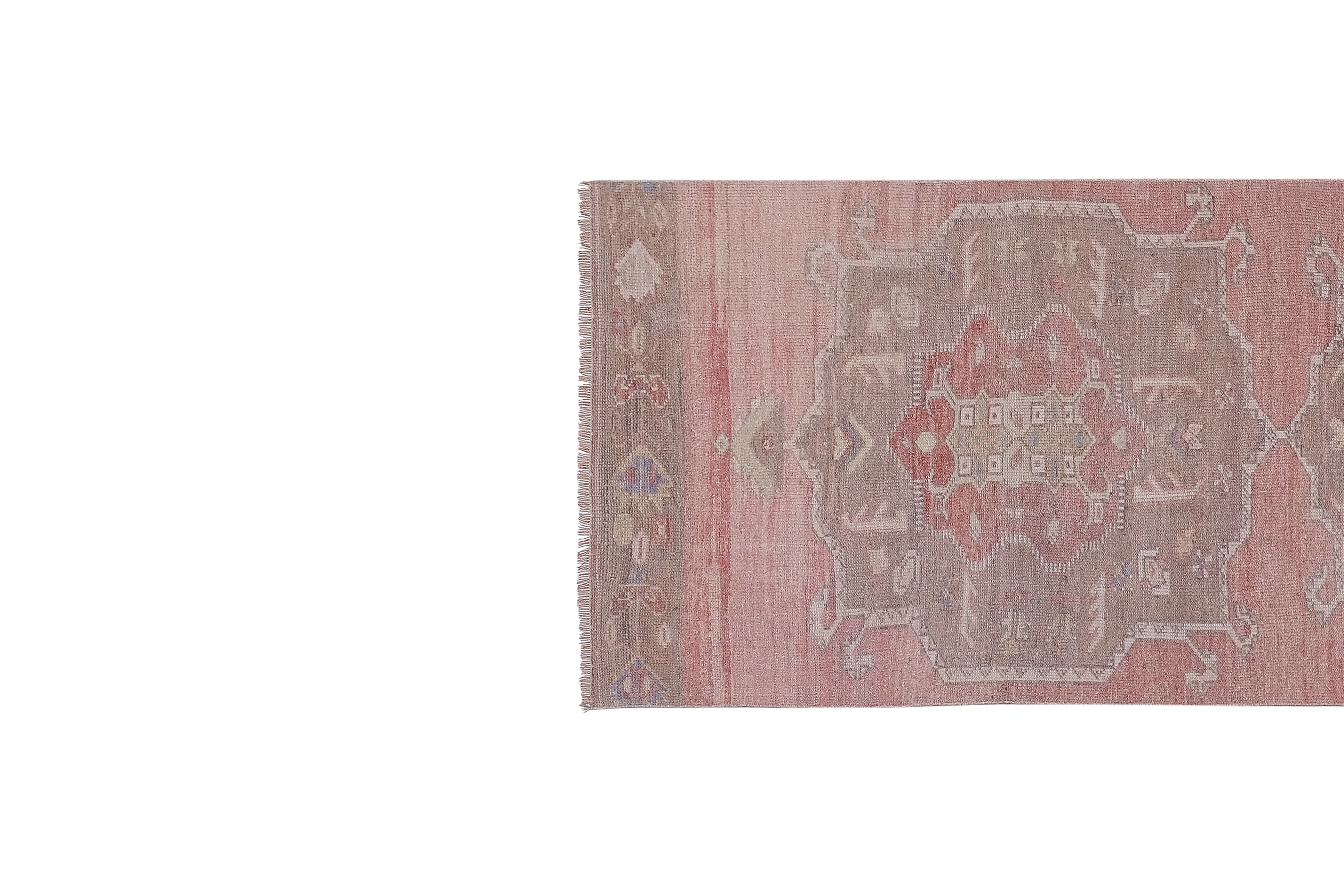 Vintage Turkish rug from Oushak, hand-woven 100x353 cm