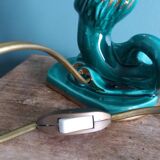Emerald green mermaid ceramic table lamp