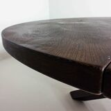 Grande table à manger ronde de Gerard Geytenbeek en bois wengé, Belgique 1960