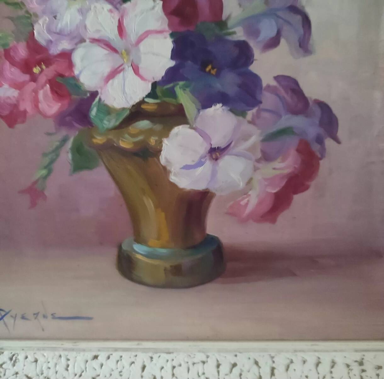 Reyne Marin DE PYERNE (20th century) Still life with bouquet of flowers oil on panel