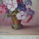 Reyne Marin DE PYERNE (20th century) Still life with bouquet of flowers oil on panel