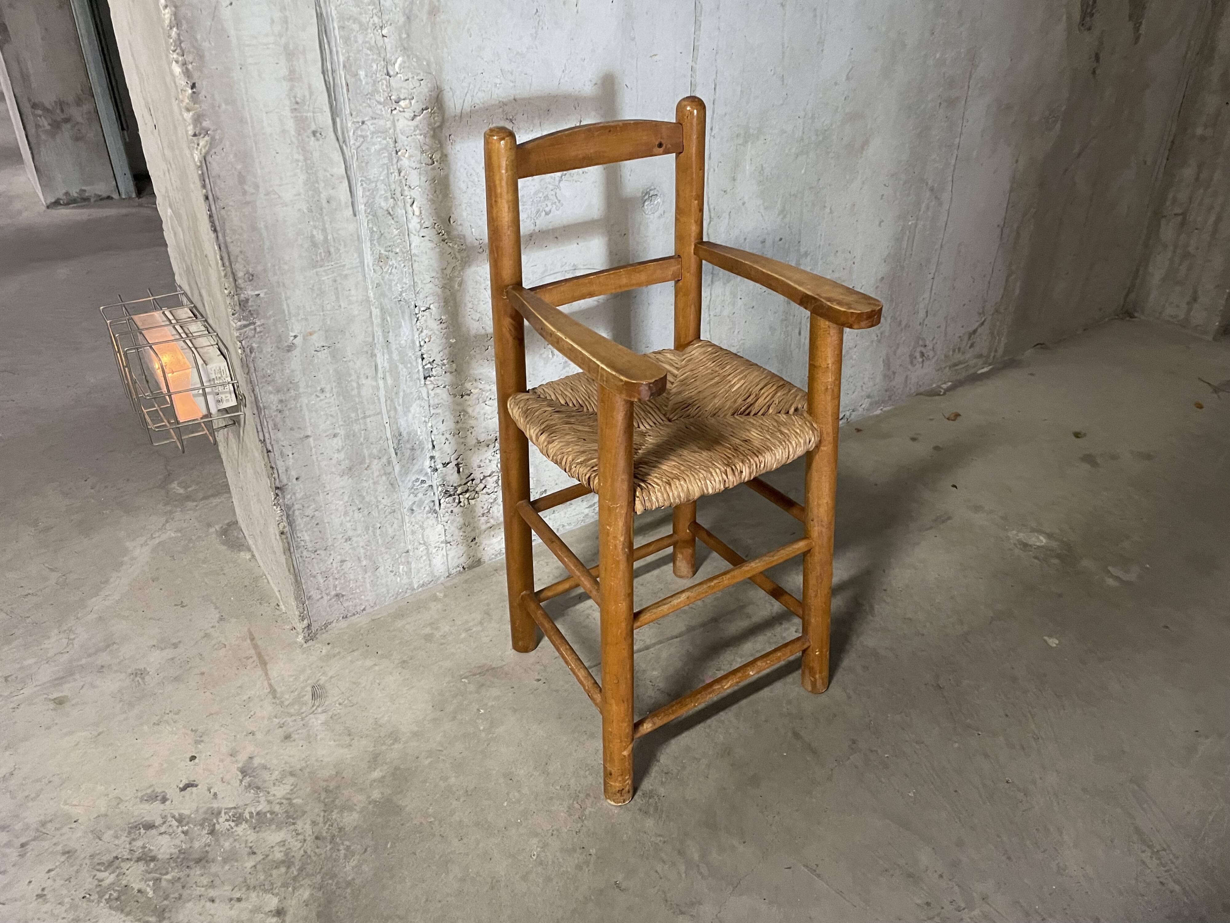 High straw chair for children