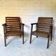 Paire de fauteuils à lattes en chene 1950