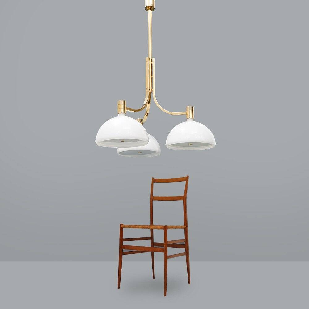 Ceiling light As/Am gold-plated by Franco Albini and Franca Helg for Sirrah, 1970s.