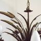 Vintage Hollywood Regency Wheat Sheaf Gold Gilt Metal 5 Light Chandelier