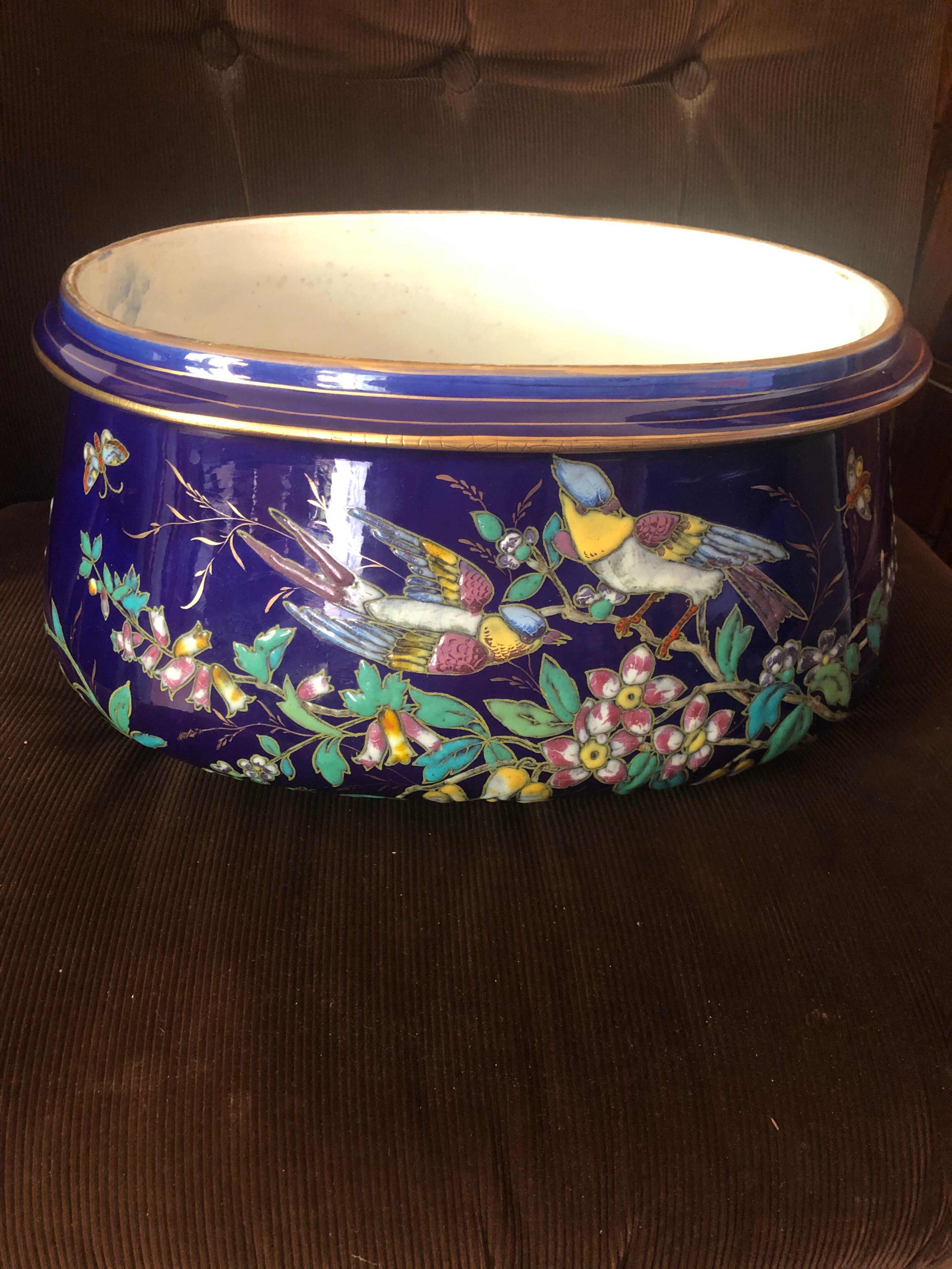 Planter signed Longwy late 19th