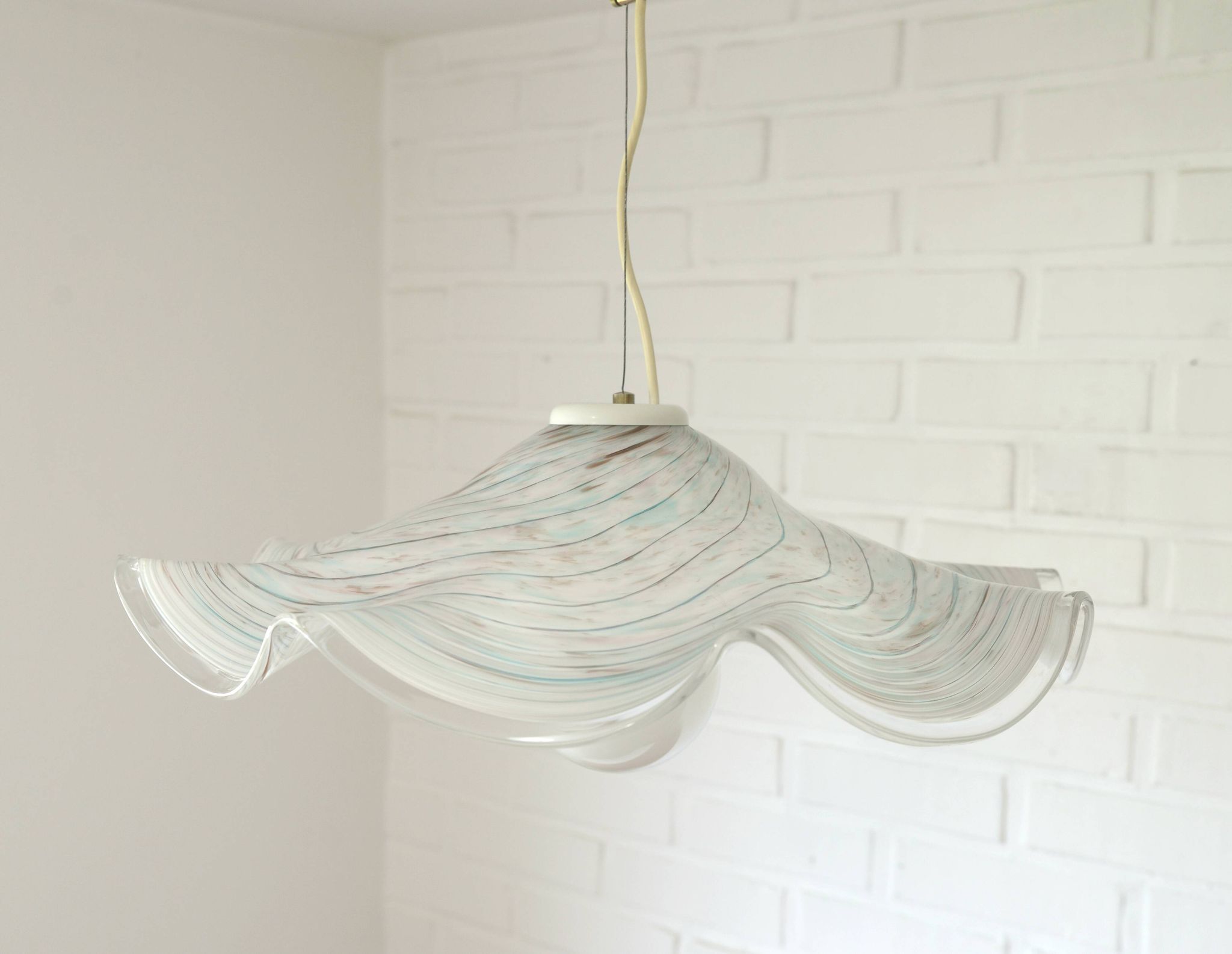 Vintage Murano lamp / swirl glass chandelier / unique hanging lamp 1980's