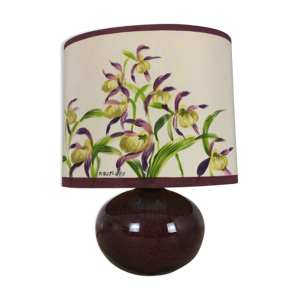 Lampe boule céramique violette