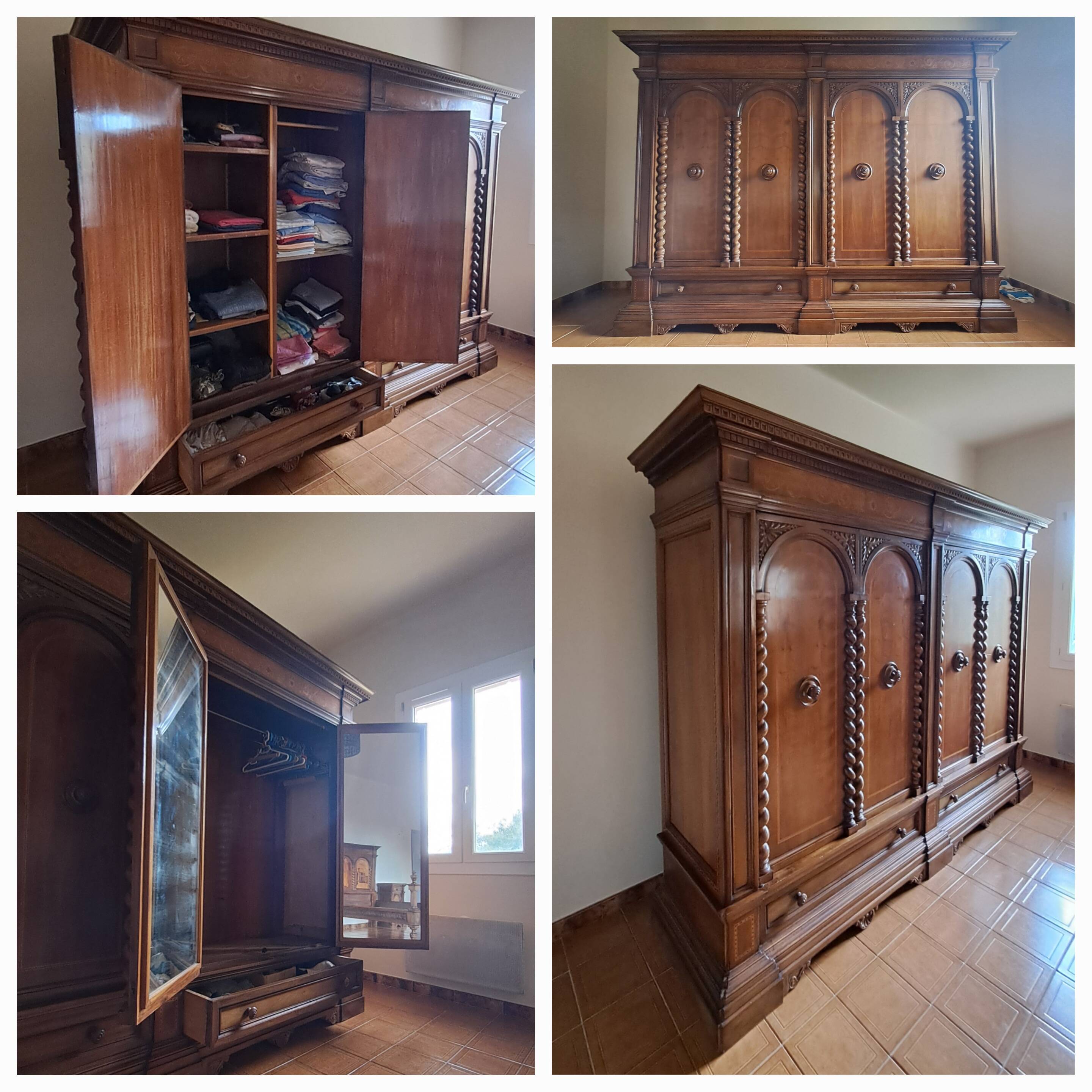 Wardrobe - neo-Renaissance in carved solid wood - possible lot sale