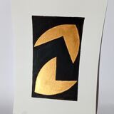 Abstract painting with gold supremacism