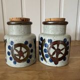 Set of two Japanese grand feu stoneware pots