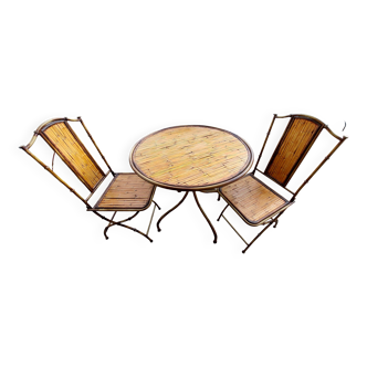 Bamboo style table + 2 chairs set