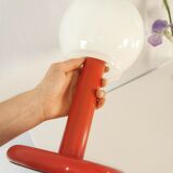 Mushroom lamp in lacquered steel and opaline, bubble gum, space age, 1970