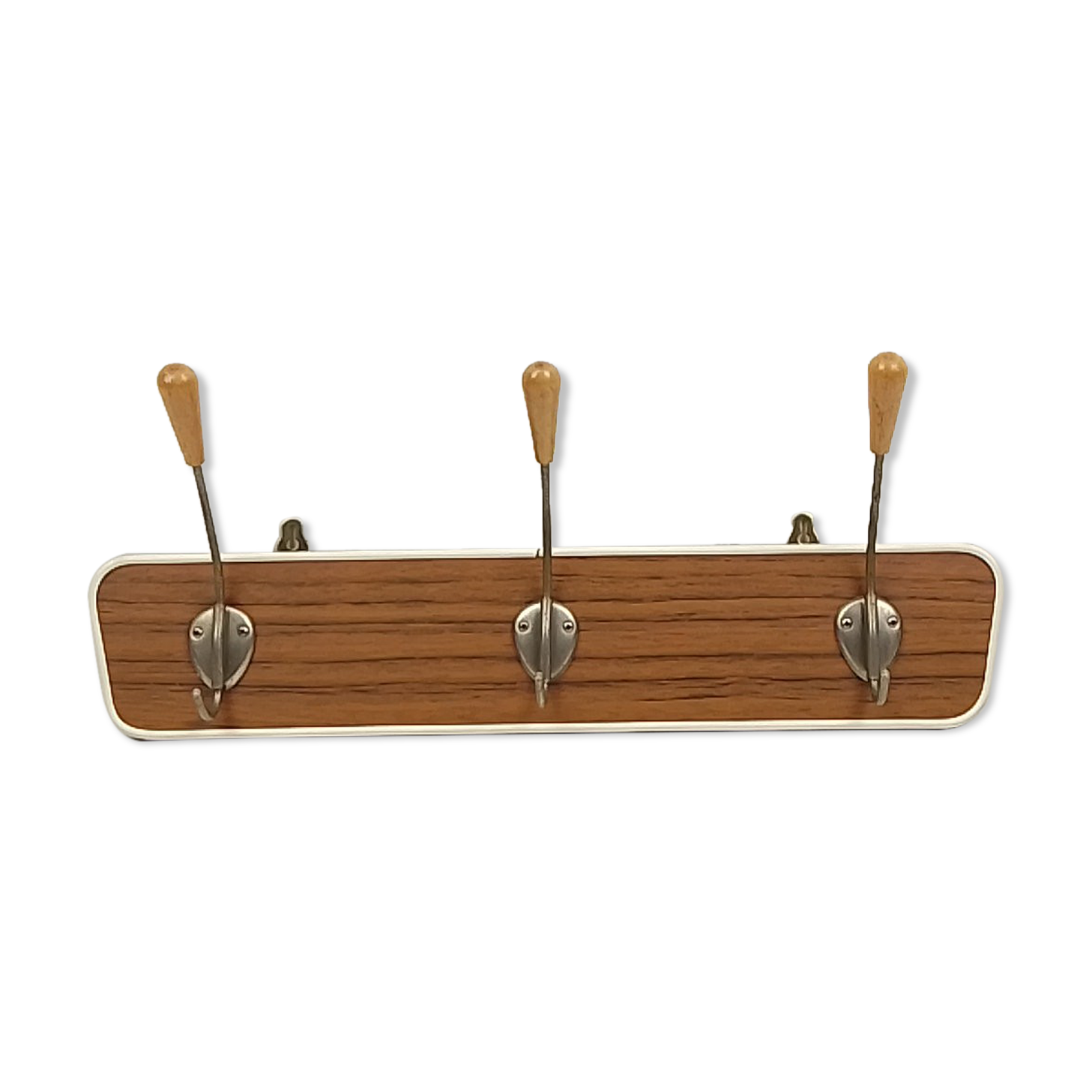 Patère 3 crochets vintage en bois et métal