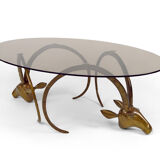 Coffee table with mouflons by Alain Chervet, circa 1970