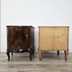 Pair of 1940s Chippendale bedside tables in walnut burl